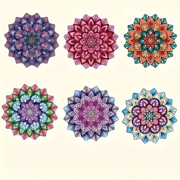 NWT Beautifully Detailed with Gorgeous Colors Mandala Coasters!  Set of 6! - Picture 1 of 4